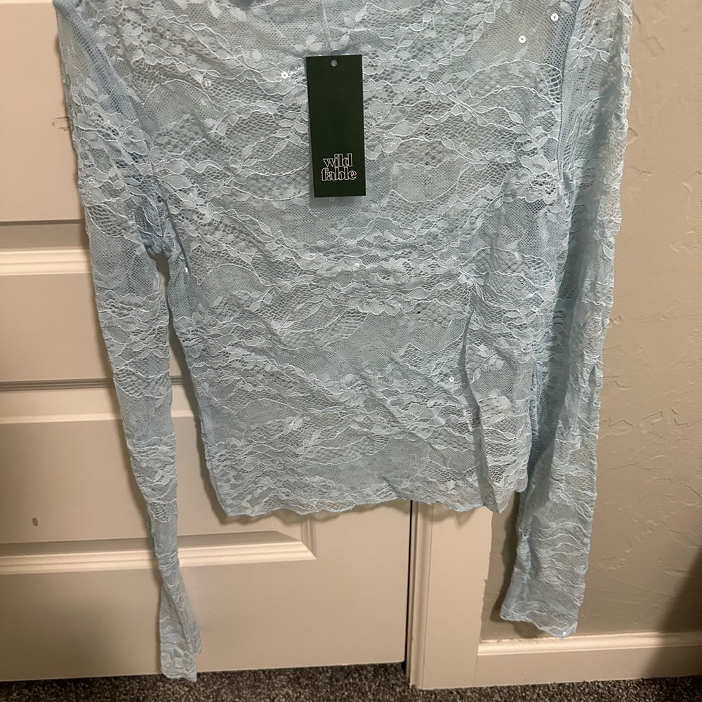 Wild Fable Sky Blue Lace Blouse